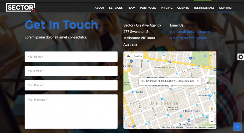 Sector Theme: One Page Website - Contact Section