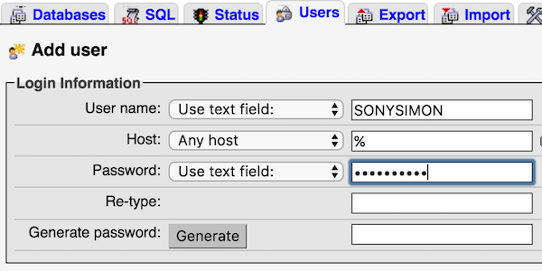 MySQL - AddUser