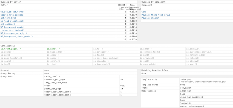 Query Monitor Detailed Info