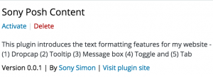 Sony Posh Content - Plugin Details