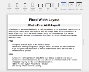 Fixed Width Layout or Static Page Layout