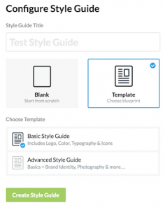 Choose Template in Frontify Style Guide